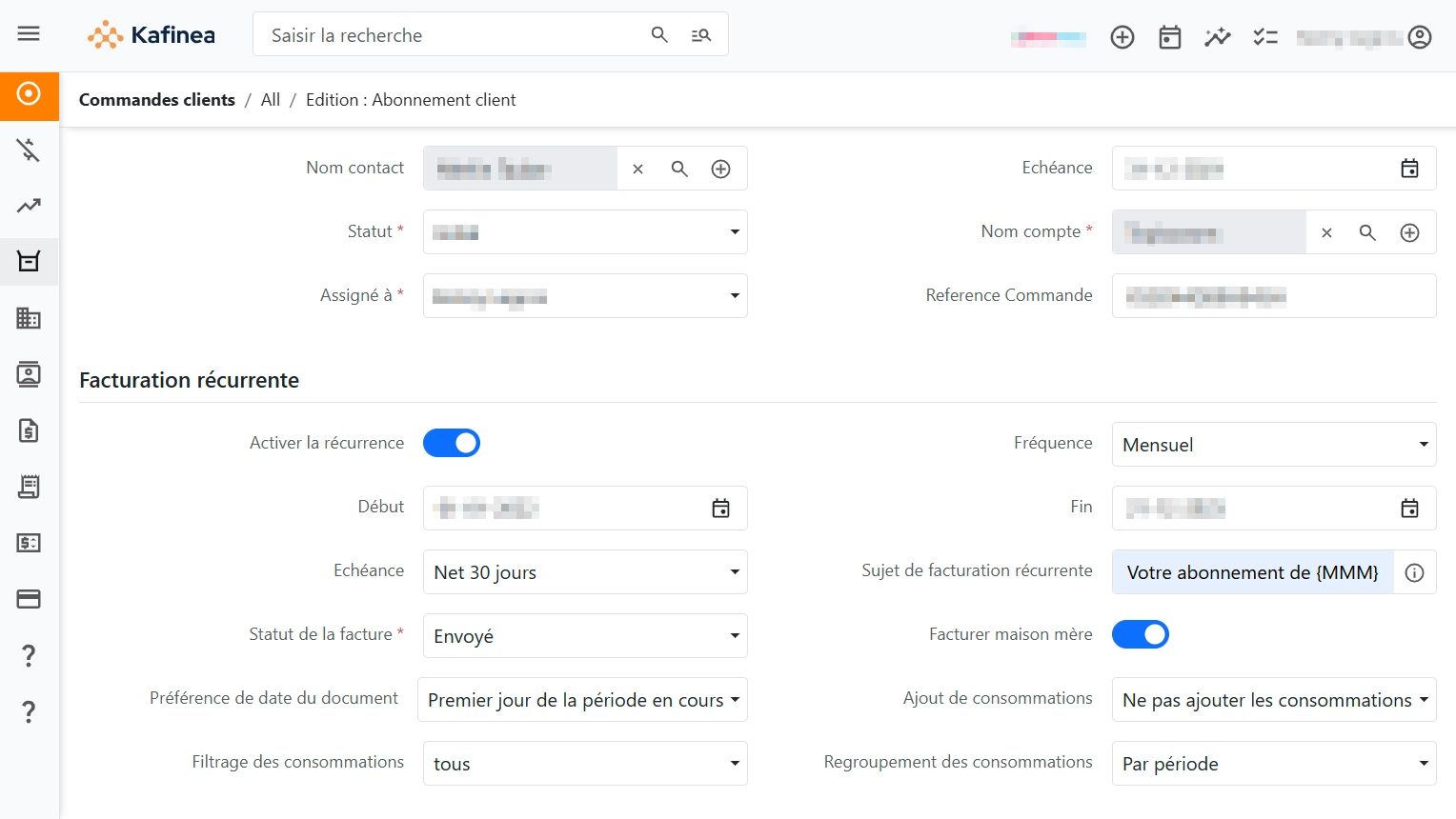 facturation récurrente capture kafinea